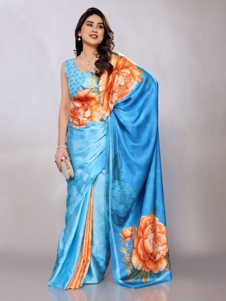 Abstract Print Crepe Silk Saree for Party Wear
