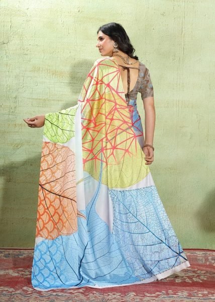 Abstract Print Crepe Silk Saree for Party Wear Digital Print Sarees