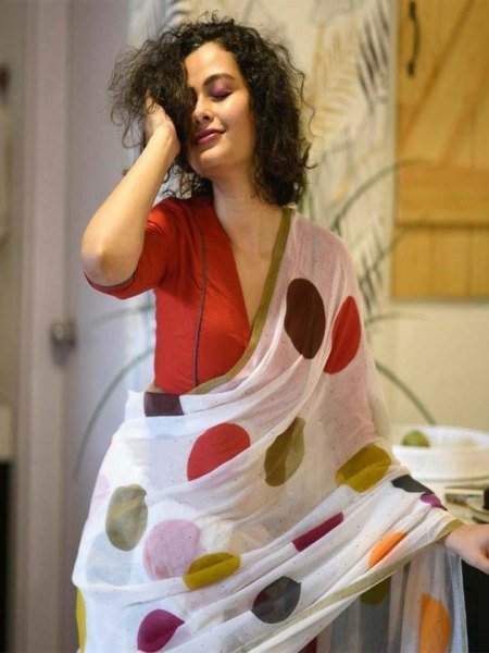 Abstract Print Mulmul Cotton Party Wear Saree Saree