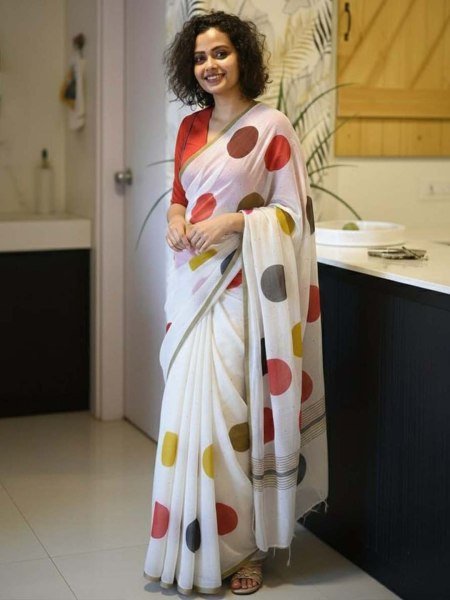 Abstract Print Mulmul Cotton Party Wear Saree Cotton Sarees