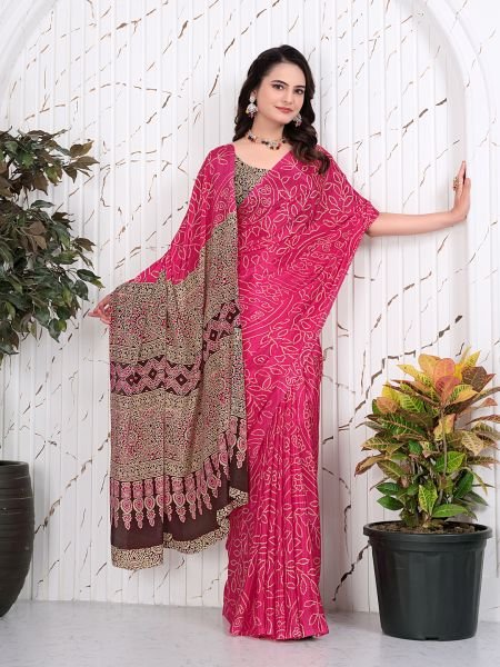 Abstract Printed Pure Crepe Silk Saree Printed Sarees