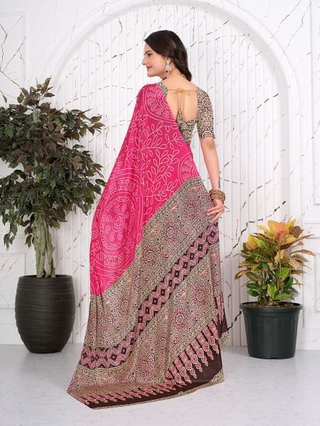 Abstract Printed Pure Crepe Silk Saree Printed Sarees
