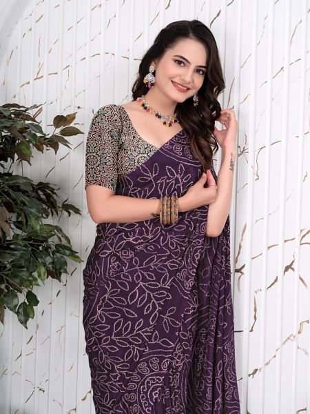 Abstract Printed Pure Crepe Silk Saree Printed Sarees