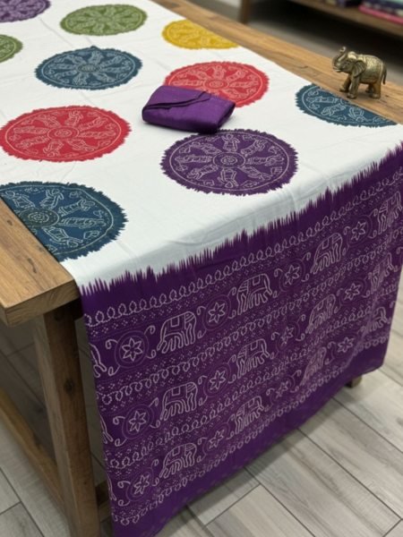 Ajrakh Printed Satin Silk Saree with Blouse Piece Daily Deals