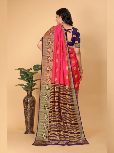 Banarasi Cotton Silk Woven Gajari Saree Banarasi Sarees