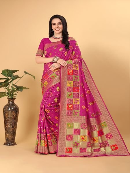  Banarasi Paithani Patola Print Rani Saree Sale