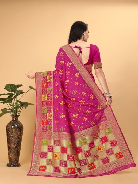  Banarasi Paithani Patola Print Rani Saree Banarasi Sarees