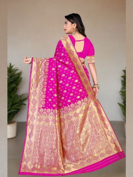 Banarasi Pure Silk Gold Zari Wedding Wear Rani Saree Banarasi Sarees