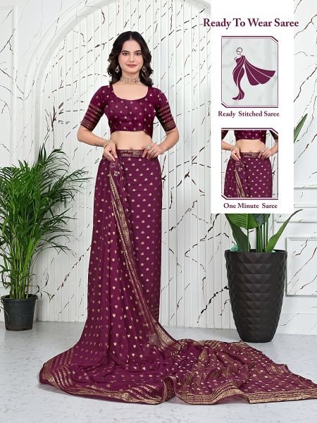 Banarasi Ready to Wear Jacquard Saree in Crepe Fabric Daily Deals