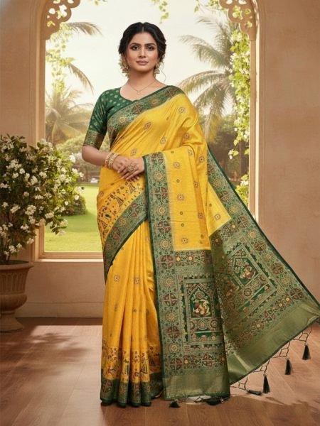Banarasi Woven Pure Satin Silk Saree with Rich Zari Work   Contrast Pallu Saree