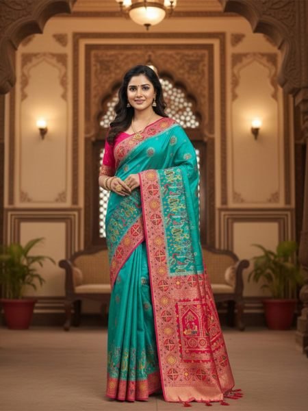 Banarasi Woven Pure Satin Silk Saree with Rich Zari Work   Contrast Pallu Saree
