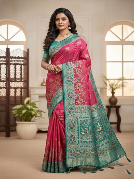 Banarasi Woven Pure Satin Silk Saree with Rich Zari Work   Contrast Pallu Saree