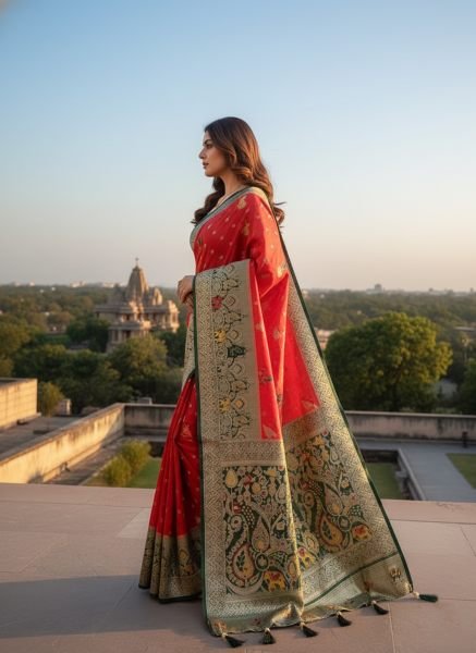 Banarasi Woven Pure Satin Silk Saree Banarasi Sarees