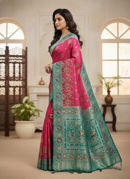 Banarasi Woven Pure Satin Silk Saree with Rich Zari Work   Contrast Pallu Banarasi Sarees