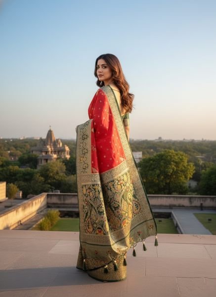 Banarasi Woven Pure Satin Silk Saree Banarasi Sarees