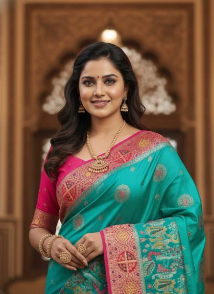 Banarasi Woven Pure Satin Silk Saree with Rich Zari Work   Contrast Pallu Banarasi Sarees