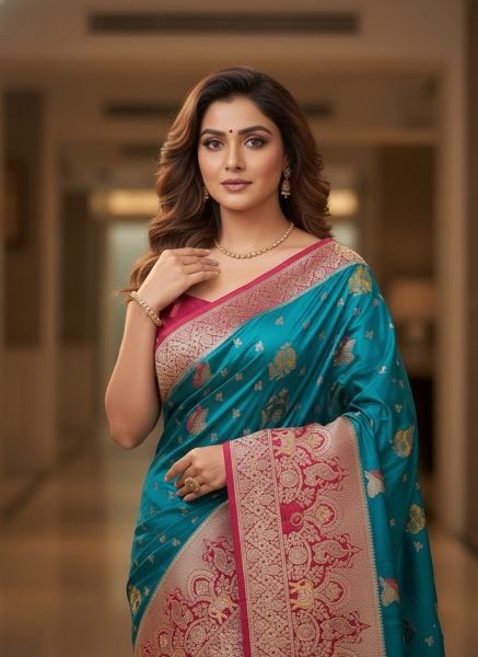 Banarasi Woven Pure Satin Silk Saree Banarasi Sarees