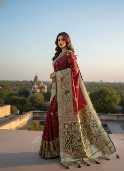 Banarasi Woven Pure Satin Silk Saree Banarasi Sarees