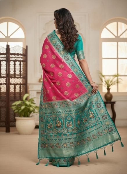 Banarasi Woven Pure Satin Silk Saree with Rich Zari Work   Contrast Pallu Banarasi Sarees