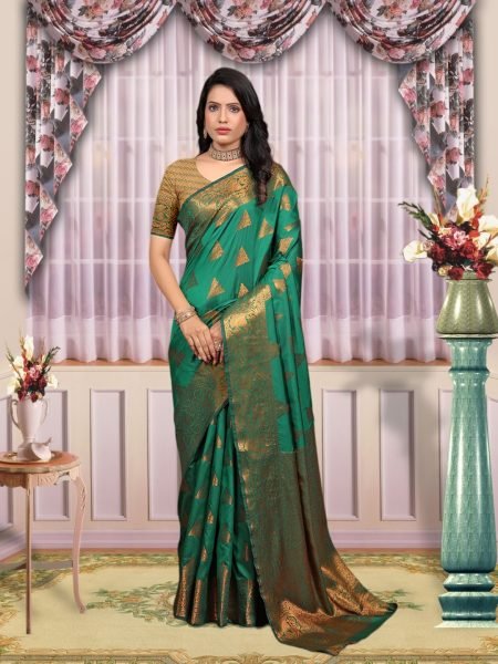 Banarasi Zari Woven Pure Silk Green Saree Sale