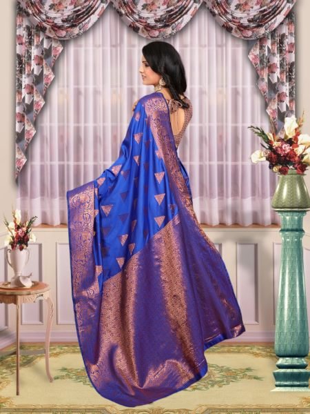 Banarasi Zari Woven Pure Silk Royal Blue Saree Banarasi Sarees
