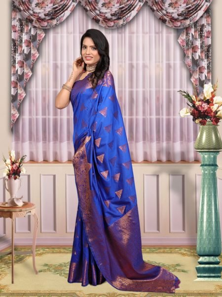Banarasi Zari Woven Pure Silk Royal Blue Saree Banarasi Sarees
