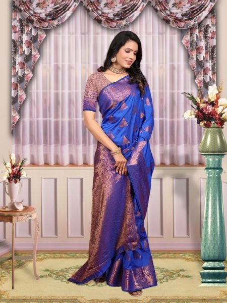 Banarasi Zari Woven Pure Silk Royal Blue Saree Banarasi Sarees
