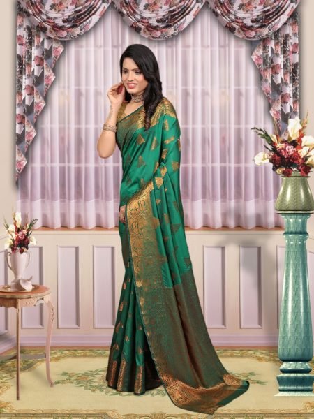 Banarasi Zari Woven Pure Silk Green Saree Banarasi Sarees