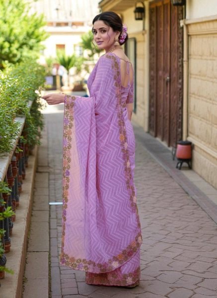 Bandhani Printed Cotton Silk Saree with Embroidery Work Border Cotton Sarees