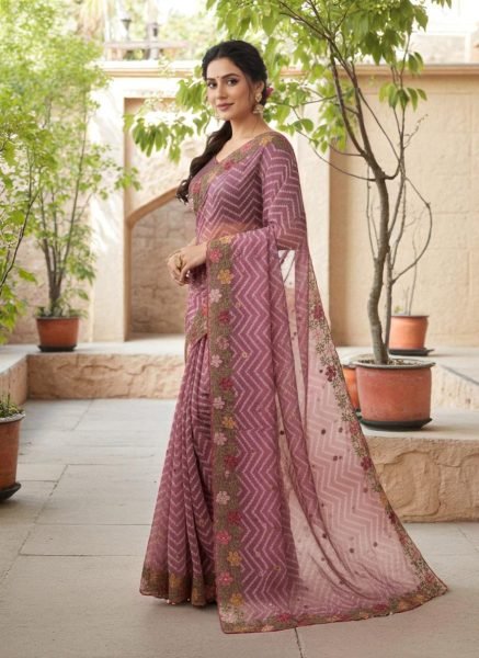Bandhani Printed Cotton Silk Saree with Embroidery Work Border Cotton Sarees