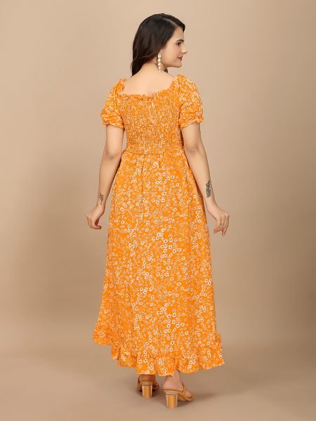 Black Floral Elegance Puff Sleeve High Low Maxi Dress with Elastic Closure Dresses