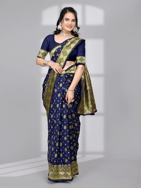 Black Ready to Wear Woven Banarasi Jacquard Pure Silk Saree Designer Sarees