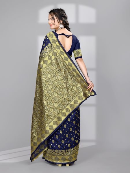 Black Ready to Wear Woven Banarasi Jacquard Pure Silk Saree Designer Sarees