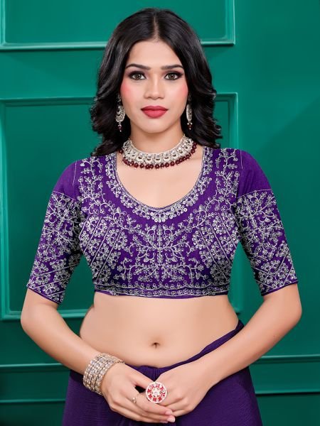 Chiffon Embroidery Sequence Lace Border Saree With Belt Designer Sarees
