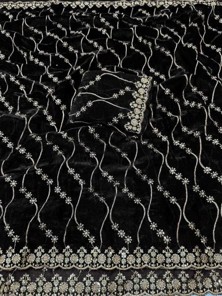 Chiffon Satin Saree with Heavy Zari Embroidery   Scalloped Cutwork Border