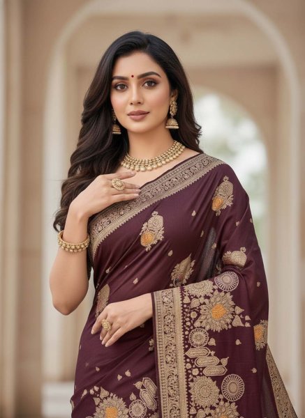 Dola Silk Saree  Woven Saree  Peacock Motif Pallu  Zari Work Saree  Traditional Indian Wear  Silk Sarees