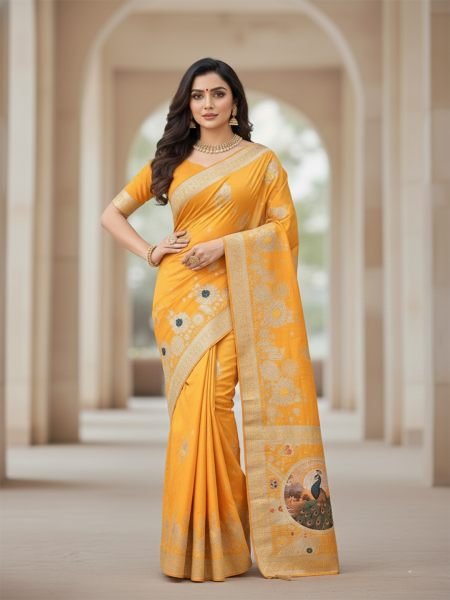 Elegant Bottle Green Dola Silk Saree with Traditional Zari Woven Peacock Pallu   Latkans Saree