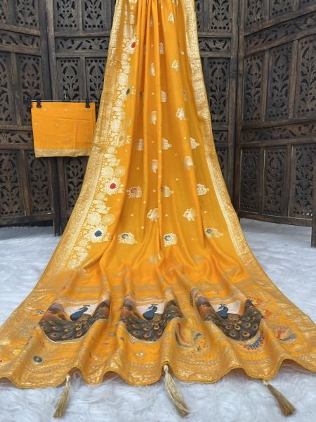 Elegant Bottle Green Dola Silk Saree with Traditional Zari Woven Peacock Pallu   Latkans Saree