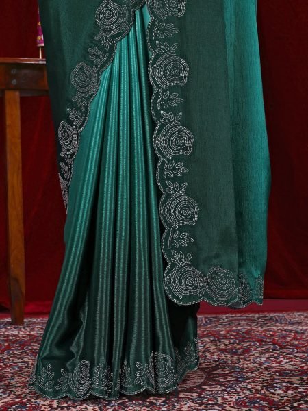 Elegant Chinon Shaded Saree with Siroski Diamond Work   Unstitched Blouse Designer Sarees