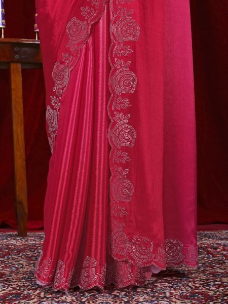 Elegant Chinon Shaded Saree with Siroski Diamond Work   Unstitched Blouse Designer Sarees