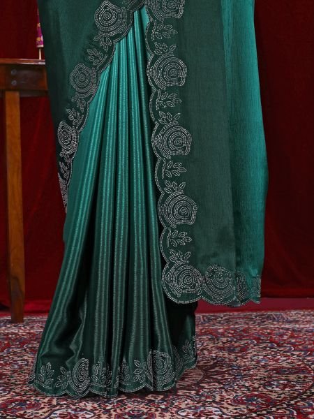 Elegant Chinon Shaded Saree with Siroski Diamond Work   Unstitched Blouse Designer Sarees