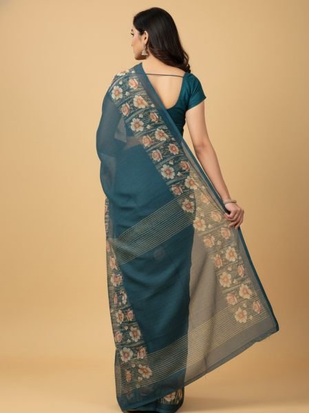 Elegant Floral Border Print Georgette Border Saree Printed Sarees