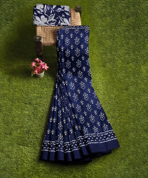Elegant Floral Print Pure Cotton Saree for Daily Wear 