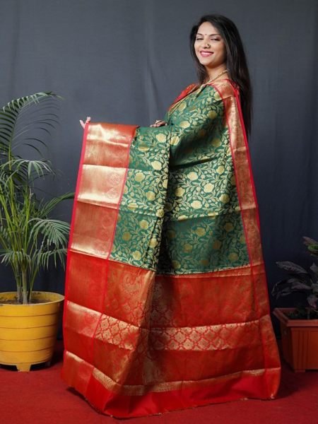 Kanjivaram Silk Saree with Rich Pallu with Unstitched Blouse Piece Kanjivaram Sarees