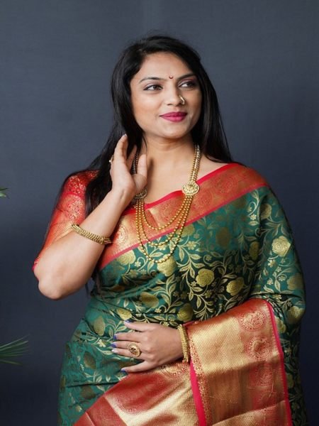 Kanjivaram Silk Saree with Rich Pallu with Unstitched Blouse Piece Kanjivaram Sarees