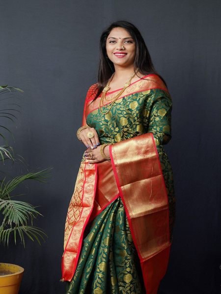 Kanjivaram Silk Saree with Rich Pallu with Unstitched Blouse Piece Kanjivaram Sarees