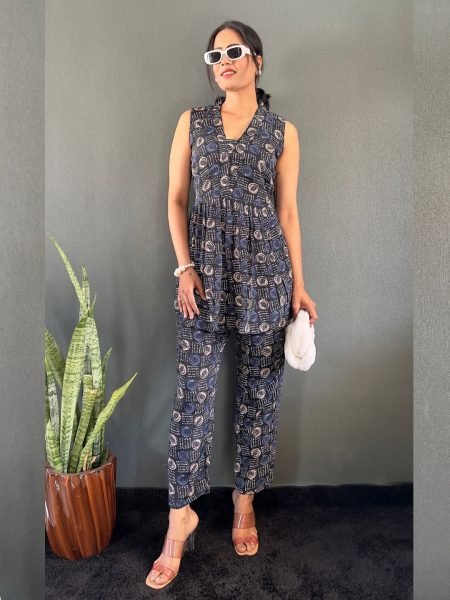 Elegant Printed V Neck Co Ord Set for Office   Casual Wear Co-Ords