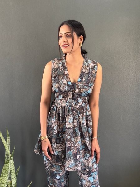 Elegant Printed V Neck Co Ord Set for Office   Casual Wear Co-Ords