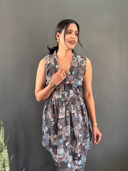 Elegant Printed V Neck Co Ord Set for Office   Casual Wear Co-Ords