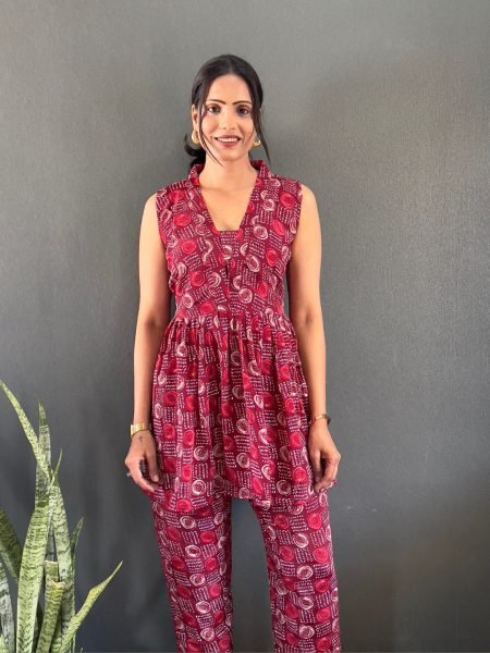 Elegant Printed V Neck Co Ord Set for Office   Casual Wear Co-Ords